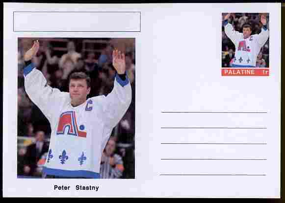 Palatine (Fantasy) Personalities - Peter Stastny (ice hockey) postal stationery card unused and fine, stamps on , stamps on  stamps on personalities, stamps on  stamps on sport, stamps on  stamps on ice hockey, stamps on  stamps on 