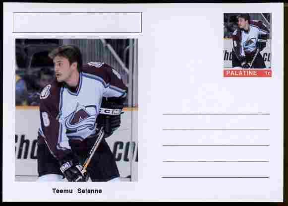 Palatine (Fantasy) Personalities - Teemu Selanne (ice hockey) postal stationery card unused and fine