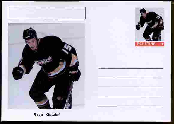 Palatine (Fantasy) Personalities - Ryan Getziaf (ice hockey) postal stationery card unused and fine, stamps on , stamps on  stamps on personalities, stamps on  stamps on sport, stamps on  stamps on ice hockey, stamps on  stamps on 