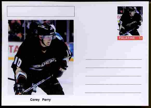 Palatine (Fantasy) Personalities - Corey Perry (ice hockey) postal stationery card unused and fine, stamps on , stamps on  stamps on personalities, stamps on  stamps on sport, stamps on  stamps on ice hockey, stamps on  stamps on 