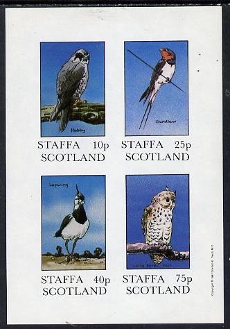 Staffa 1981 Birds #03 (Hobby, Swallow, Lapwing & Owl) imperf  set of 4 values (10p to 75p) unmounted mint, stamps on , stamps on  stamps on birds, stamps on  stamps on birds of prey, stamps on  stamps on owls