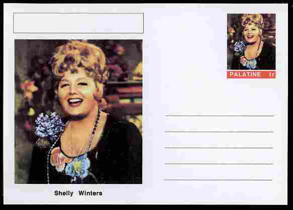 Palatine (Fantasy) Personalities - Shelly Winters (actress) postal stationery card unused and fine, stamps on , stamps on  stamps on personalities, stamps on  stamps on films, stamps on  stamps on movies, stamps on  stamps on cinema, stamps on  stamps on women, stamps on  stamps on 