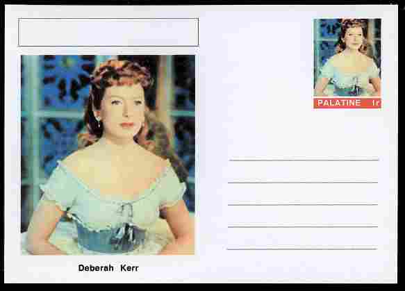 Palatine (Fantasy) Personalities - Deberah Kerr (actress) postal stationery card unused and fine, stamps on personalities, stamps on films, stamps on movies, stamps on cinema, stamps on women, stamps on 