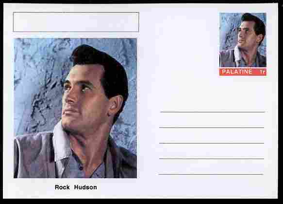 Palatine (Fantasy) Personalities - Rock Hudson (actor) postal stationery card unused and fine, stamps on , stamps on  stamps on personalities, stamps on  stamps on films, stamps on  stamps on movies, stamps on  stamps on cinema, stamps on  stamps on 