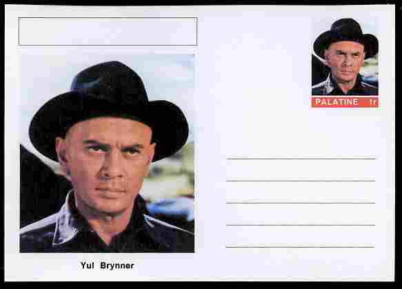 Palatine (Fantasy) Personalities - Yul Brynner (actor) postal stationery card unused and fine, stamps on , stamps on  stamps on personalities, stamps on  stamps on films, stamps on  stamps on movies, stamps on  stamps on cinema, stamps on  stamps on 