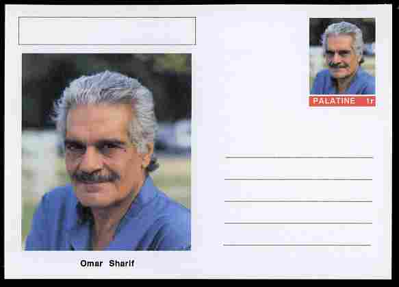 Palatine (Fantasy) Personalities - Omar Sharif (actor) postal stationery card unused and fine, stamps on , stamps on  stamps on personalities, stamps on  stamps on films, stamps on  stamps on movies, stamps on  stamps on cinema, stamps on  stamps on bridge (card game)