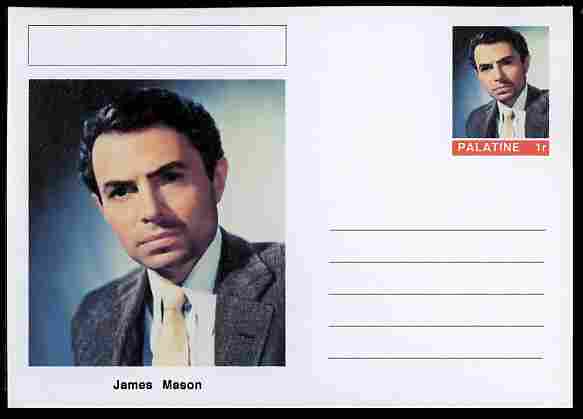 Palatine (Fantasy) Personalities - James Mason (actor) postal stationery card unused and fine, stamps on , stamps on  stamps on personalities, stamps on  stamps on films, stamps on  stamps on movies, stamps on  stamps on cinema, stamps on  stamps on 