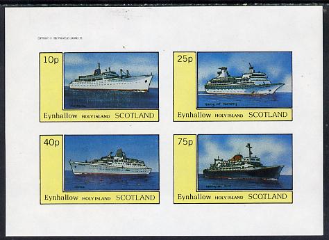 Eynhallow 1982 Ships (Victoria, Song of Norway, Atlas & Monarch Sun) imperf  set of 4 values (10p to 75p) unmounted mint, stamps on , stamps on  stamps on ships
