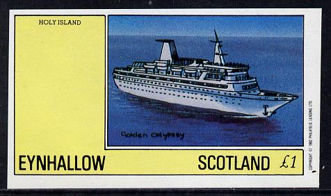 Eynhallow 1982 Ships (Golden Odyssey) imperf souvenir sheet (£1 value) unmounted mint, stamps on ships