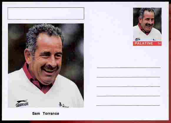 Palatine (Fantasy) Personalities - Sam Torrance (golf) postal stationery card unused and fine, stamps on , stamps on  stamps on personalities, stamps on  stamps on sport, stamps on  stamps on golf, stamps on  stamps on scots, stamps on  stamps on scotland