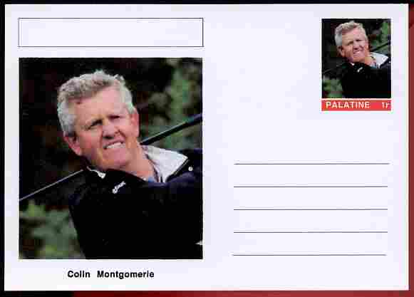 Palatine (Fantasy) Personalities - Colin Montgomerie (golf) postal stationery card unused and fine, stamps on , stamps on  stamps on personalities, stamps on  stamps on sport, stamps on  stamps on golf, stamps on  stamps on scots, stamps on  stamps on scotland