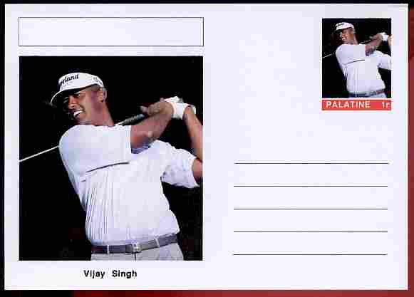 Palatine (Fantasy) Personalities - Vijay Singh (golf) postal stationery card unused and fine, stamps on , stamps on  stamps on personalities, stamps on  stamps on sport, stamps on  stamps on golf, stamps on  stamps on 