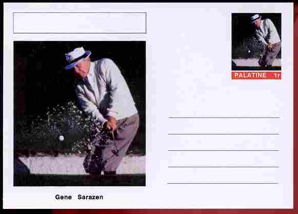 Palatine (Fantasy) Personalities - Gene Sarazen (golf) postal stationery card unused and fine, stamps on , stamps on  stamps on personalities, stamps on  stamps on sport, stamps on  stamps on golf, stamps on  stamps on 