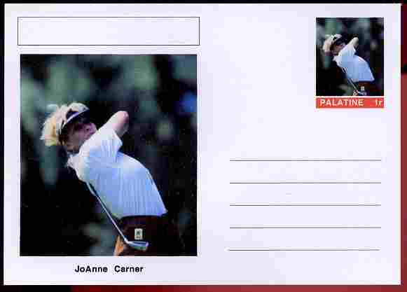 Palatine (Fantasy) Personalities - JoAnne Carner (golf) postal stationery card unused and fine, stamps on personalities, stamps on sport, stamps on golf, stamps on women