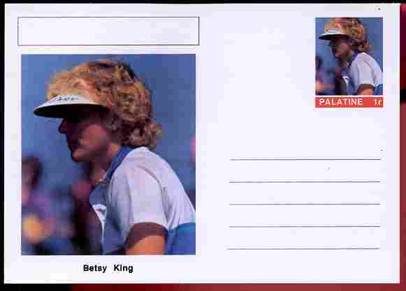 Palatine (Fantasy) Personalities - Betsy King (golf) postal stationery card unused and fine, stamps on personalities, stamps on sport, stamps on golf, stamps on women