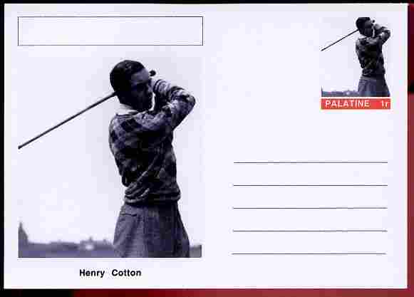 Palatine (Fantasy) Personalities - Henry Cotton (golf) postal stationery card unused and fine, stamps on personalities, stamps on sport, stamps on golf, stamps on 