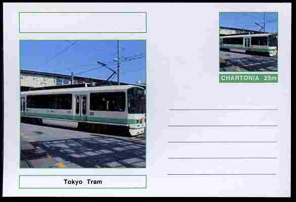 Chartonia (Fantasy) Buses & Trams - Tokyo Tram postal stationery card unused and fine, stamps on , stamps on  stamps on transport, stamps on  stamps on trams, stamps on  stamps on 