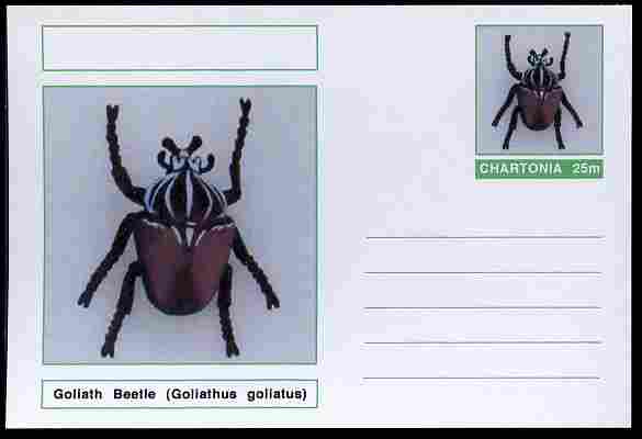 Chartonia (Fantasy) Insects - Goliath Beetle (Goliathus goliatus) postal stationery card unused and fine, stamps on insects, stamps on beetles