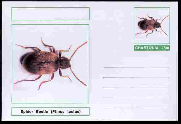 Chartonia (Fantasy) Insects - Spider Beetle (Ptinus tectus) postal stationery card unused and fine, stamps on , stamps on  stamps on insects, stamps on  stamps on beetles