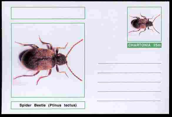 Chartonia (Fantasy) Insects - Spider Beetle (Ptinus tectus) postal stationery card unused and fine