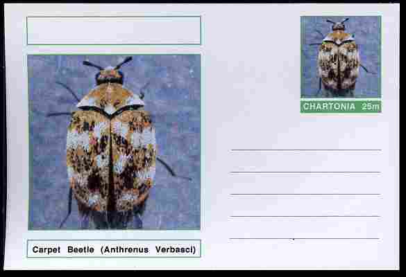 Chartonia (Fantasy) Insects - Carpet Beetle (Anthrenus Verbasci) postal stationery card unused and fine, stamps on , stamps on  stamps on insects, stamps on  stamps on beetles