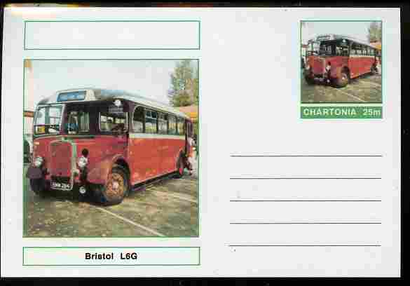 Chartonia (Fantasy) Buses & Trams - Bristol L6G Bus postal stationery card unused and fine, stamps on , stamps on  stamps on transport, stamps on  stamps on buses