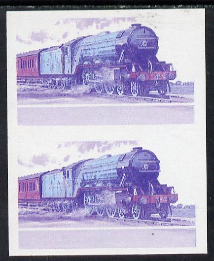 Lesotho 1984 Railways of the World 1m LNER Flying Scotsman imperf proof printed in red & blue colours only unmounted mint (as SG 609)*, stamps on railways  , stamps on scots, stamps on scotland