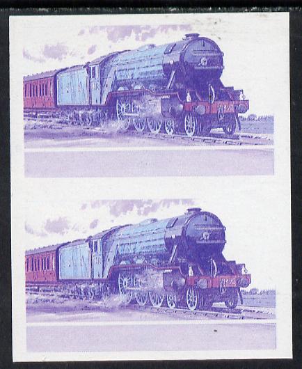 Lesotho 1984 Railways of the World 1m LNER Flying Scotsman imperf proof printed in red & blue colours only unmounted mint (as SG 609)*, stamps on , stamps on  stamps on railways  , stamps on  stamps on scots, stamps on  stamps on scotland