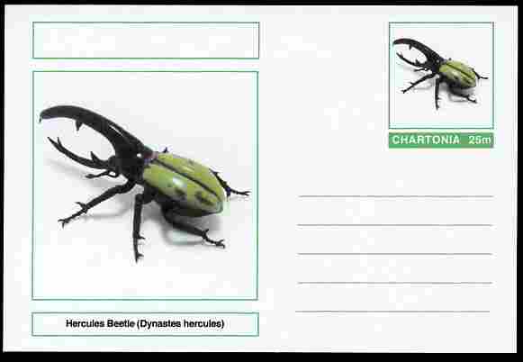 Chartonia (Fantasy) Insects - Hercules Beetle (Dynastes hercules) postal stationery card unused and fine, stamps on , stamps on  stamps on insects, stamps on  stamps on beetles