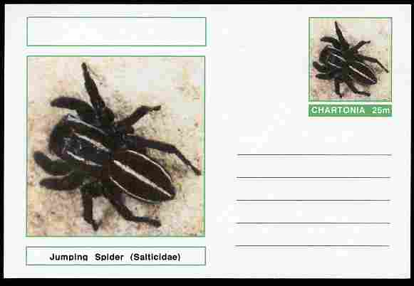 Chartonia (Fantasy) Aracnids - Jumping Spider (Salticidae) postal stationery card unused and fine, stamps on , stamps on  stamps on insects, stamps on  stamps on spiders