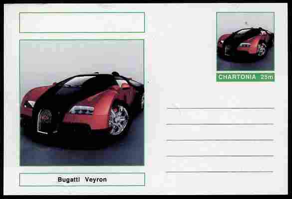 Chartonia (Fantasy) Cars - 2009 Bugatti Veyron postal stationery card unused and fine, stamps on , stamps on  stamps on transport, stamps on  stamps on cars, stamps on  stamps on 