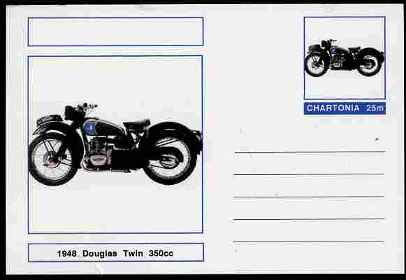 Chartonia (Fantasy) Motorcycles - 1948 Douglas Twin postal stationery card unused and fine, stamps on , stamps on  stamps on transport, stamps on  stamps on motorbikes, stamps on  stamps on 
