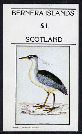 Bernera 1982 Night Heron imperf souvenir sheet (Â£1 value) unmounted mint, stamps on , stamps on  stamps on birds   heron