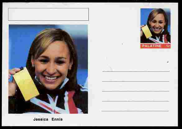 Palatine (Fantasy) Personalities - Jessica Ennis (athletics) postal stationery card unused and fine, stamps on , stamps on  stamps on personalities, stamps on  stamps on sport, stamps on  stamps on athletics, stamps on  stamps on women