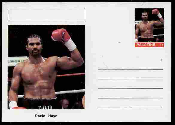 Palatine (Fantasy) Personalities - David Haye (Boxing) postal stationery card unused and fine, stamps on , stamps on  stamps on personalities, stamps on  stamps on sport, stamps on  stamps on boxing