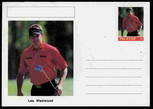 Palatine (Fantasy) Personalities - Lee Westwood (golf) postal stationery card unused and fine, stamps on , stamps on  stamps on personalities, stamps on  stamps on sport, stamps on  stamps on golf