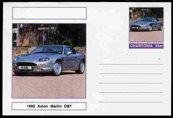 Chartonia (Fantasy) Cars - 1995 Aston Martin DB7 postal stationery card unused and fine, stamps on transport, stamps on cars, stamps on aston martin