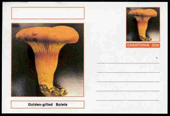 Chartonia (Fantasy) Fungi - Golden-gilled Bolete postal stationery card unused and fine, stamps on fungi