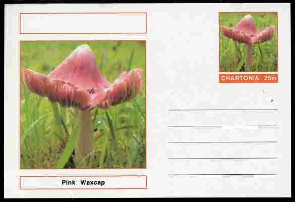 Chartonia (Fantasy) Fungi - Pink Waxcap postal stationery card unused and fine, stamps on fungi