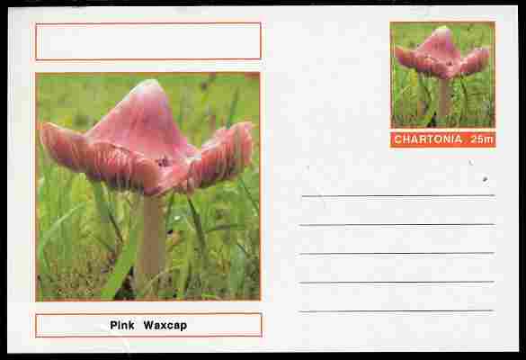 Chartonia (Fantasy) Fungi - Pink Waxcap postal stationery card unused and fine, stamps on , stamps on  stamps on fungi