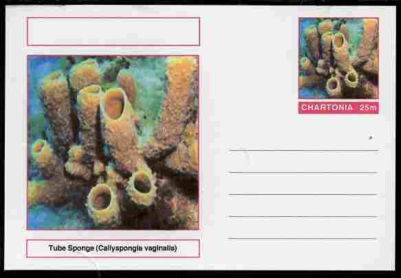 Chartonia (Fantasy) Marine Life - Tube Sponge (Callyspongia vaginalis) postal stationery card unused and fine, stamps on marine life, stamps on 