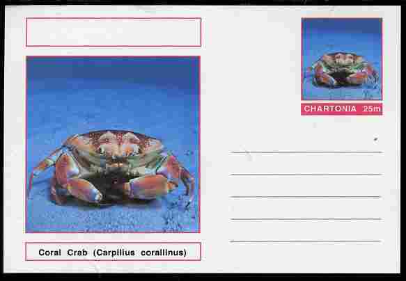 Chartonia (Fantasy) Marine Life - Coral Crab (Carpilius corallinus) postal stationery card unused and fine, stamps on marine life, stamps on 