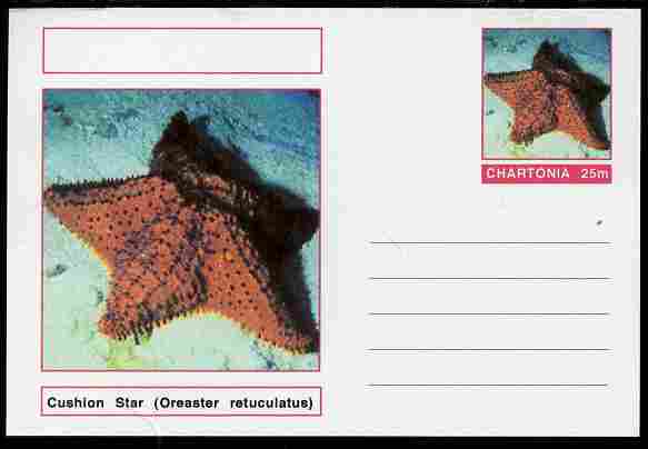 Chartonia (Fantasy) Marine Life - Cushion Star (Oreaster retuculatus) postal stationery card unused and fine, stamps on marine life, stamps on 