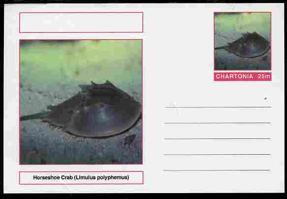 Chartonia (Fantasy) Marine Life - Horseshoe Crab (Limulus polyphemus) postal stationery card unused and fine, stamps on marine life, stamps on 