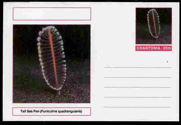 Chartonia (Fantasy) Marine Life - Tall Sea Pen (Funiculina quadrangularis) postal stationery card unused and fine, stamps on marine life, stamps on 