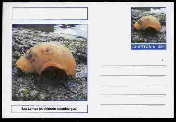 Chartonia (Fantasy) Marine Life - Sea Lemon (Archidoris pseudoargus) postal stationery card unused and fine, stamps on marine life, stamps on 