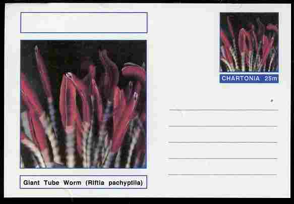 Chartonia (Fantasy) Marine Life - Giant Tube Worm (Riftia pachyptila) postal stationery card unused and fine, stamps on marine life, stamps on 