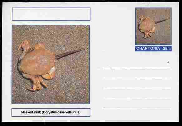 Chartonia (Fantasy) Marine Life - Masked Crab (Corystes cassivelaunus) postal stationery card unused and fine, stamps on , stamps on  stamps on marine life, stamps on  stamps on 