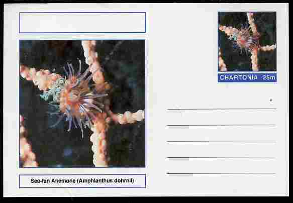 Chartonia (Fantasy) Marine Life - Sea-fan Anemone (Amphianthus dohrnii) postal stationery card unused and fine, stamps on , stamps on  stamps on marine life, stamps on  stamps on 