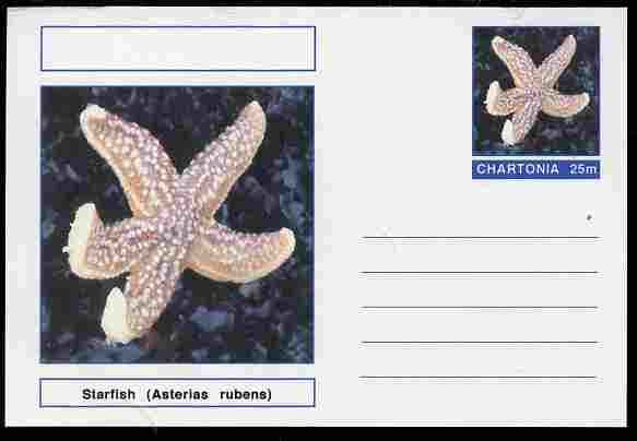 Chartonia (Fantasy) Marine Life - Starfish (Asterias rubens) postal stationery card unused and fine, stamps on , stamps on  stamps on marine life, stamps on  stamps on 